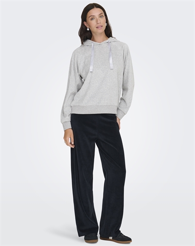 JDY - JDYVida L/S Velvet Hoodie - Light Grey Melange